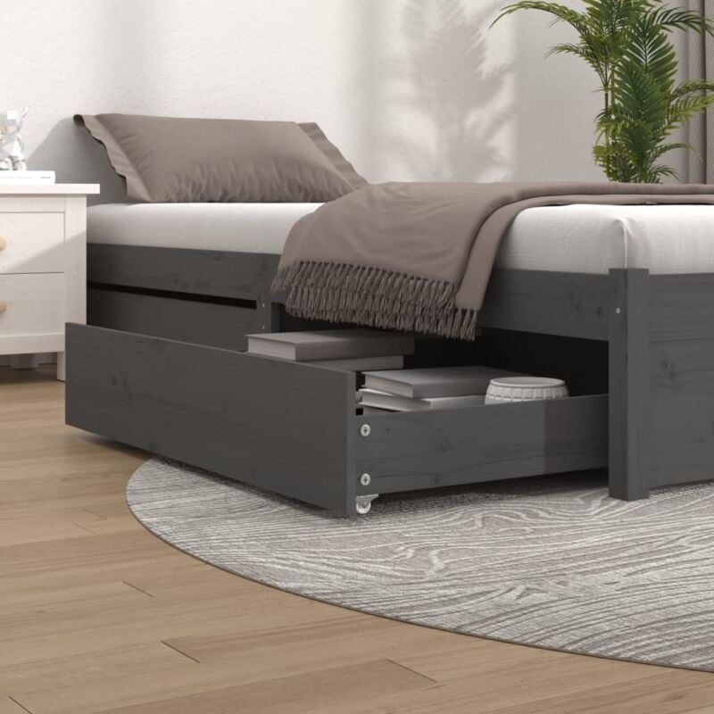 foto del prodotto cassetti per letto 2 pz in legno massello di pino grigio vidaxl