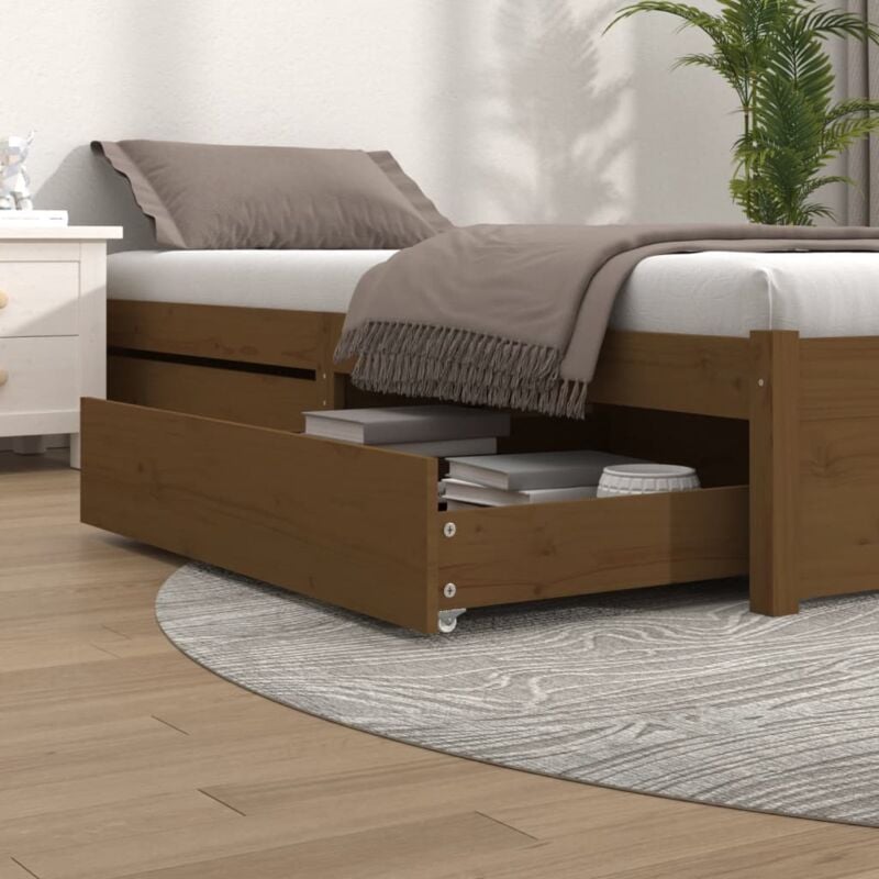 foto del prodotto cassetti per letto 2 pz in legno massello di pino miele
