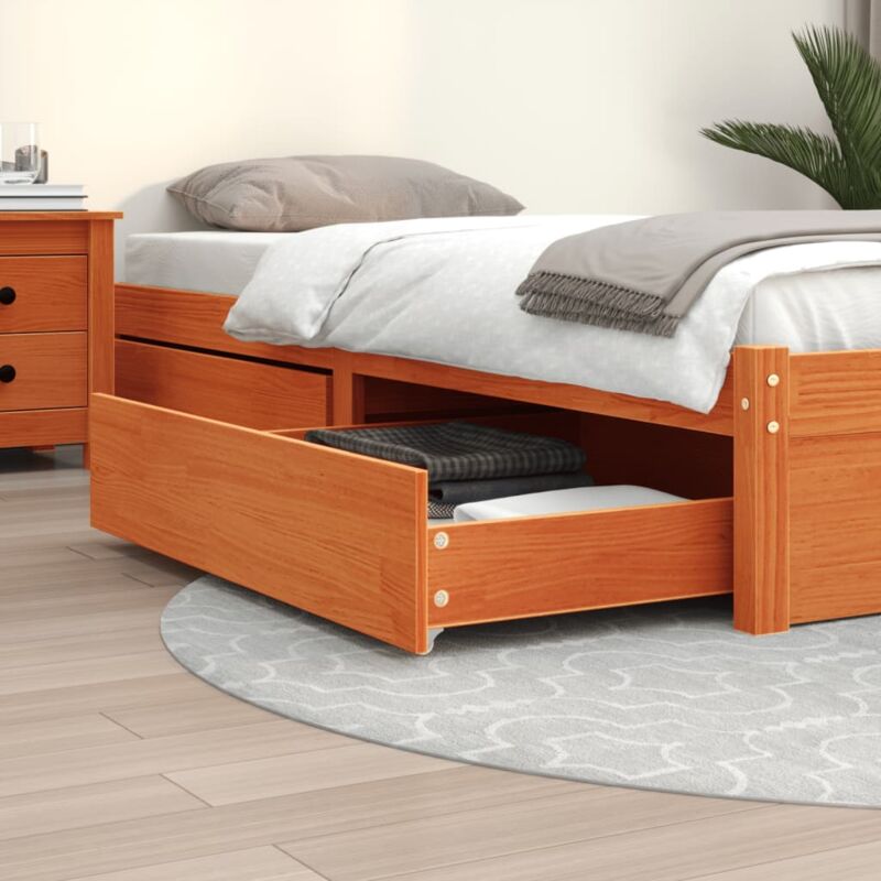 foto del prodotto cassetti per letto 2pz marrone cera in legno massello di pino vidaxl 727410