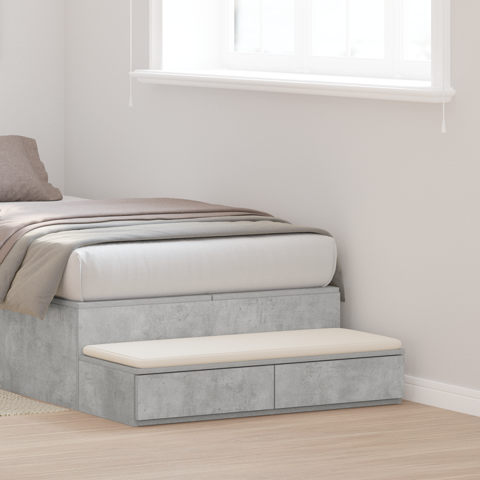 foto del prodotto cassetti per letto grigio cemento 80x36,5x16,5 cm legno ingegnerizzato