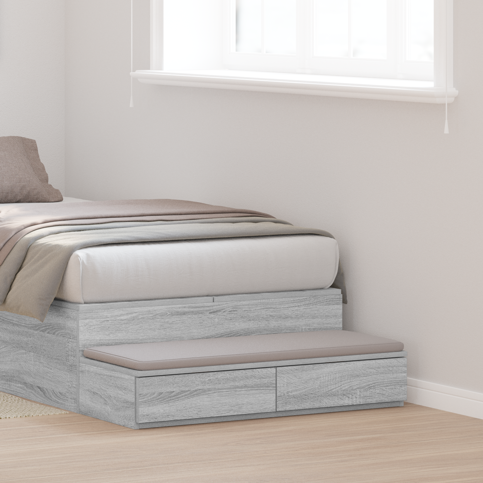 foto del prodotto cassetti per letto grigio sonoma 100x36,5x16,5 cm in legno ingegnerizzato