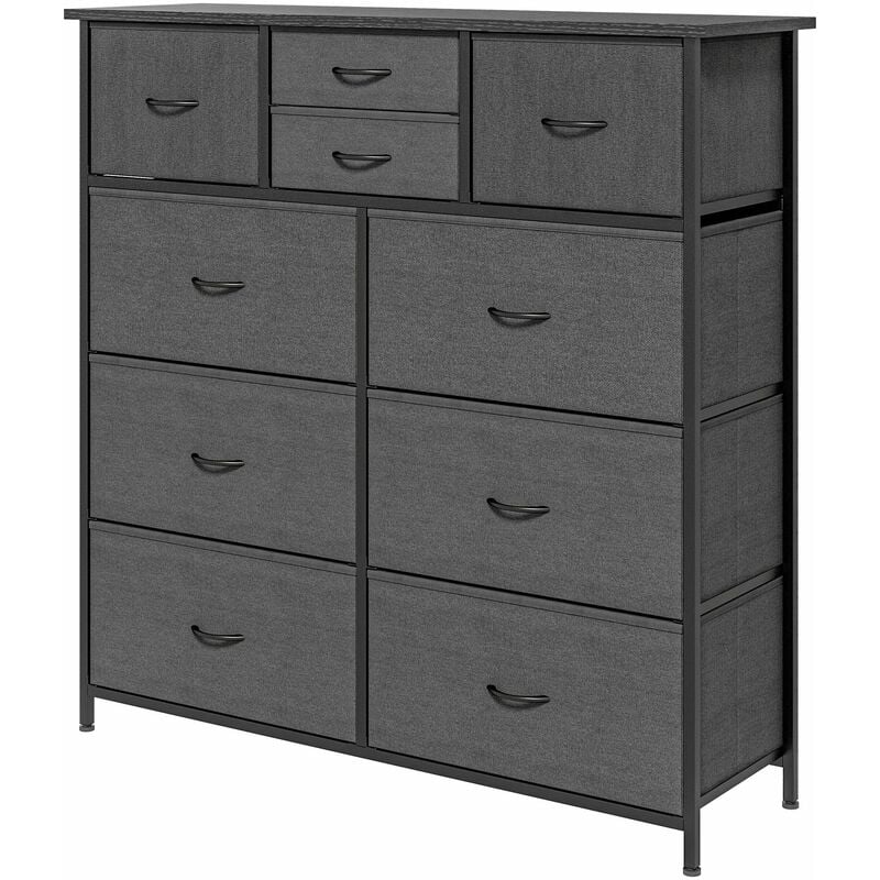 foto del prodotto cassettiera 10 cassetti moderna in tessuto non tessuto 100x30x100 cm in acciaio e mdf nera