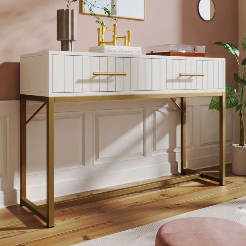 foto del prodotto cassettiera 100x75x45 cm, credenza, mobile contenitore, ripiani regolabili, 2 cassetti, bianco