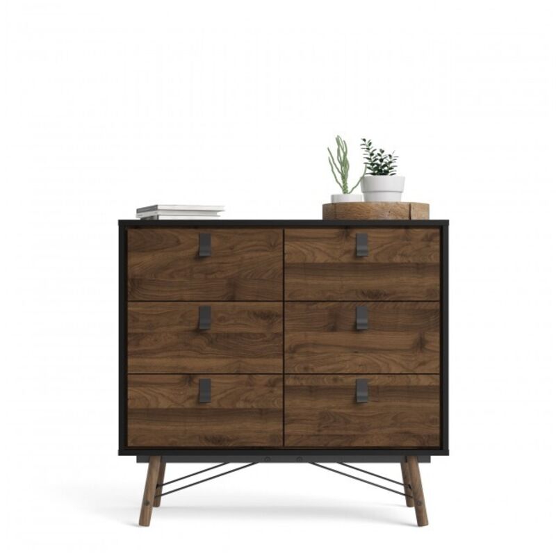 foto del prodotto cassettiera 102 x 95 h cm nero opaco e noce longarone