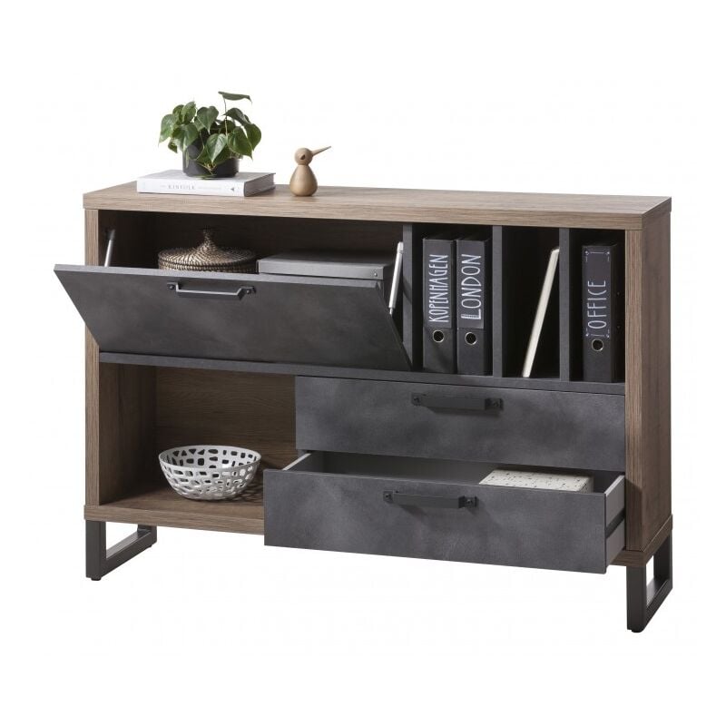 foto del prodotto cassettiera 140 cm rovere e grigio adrano