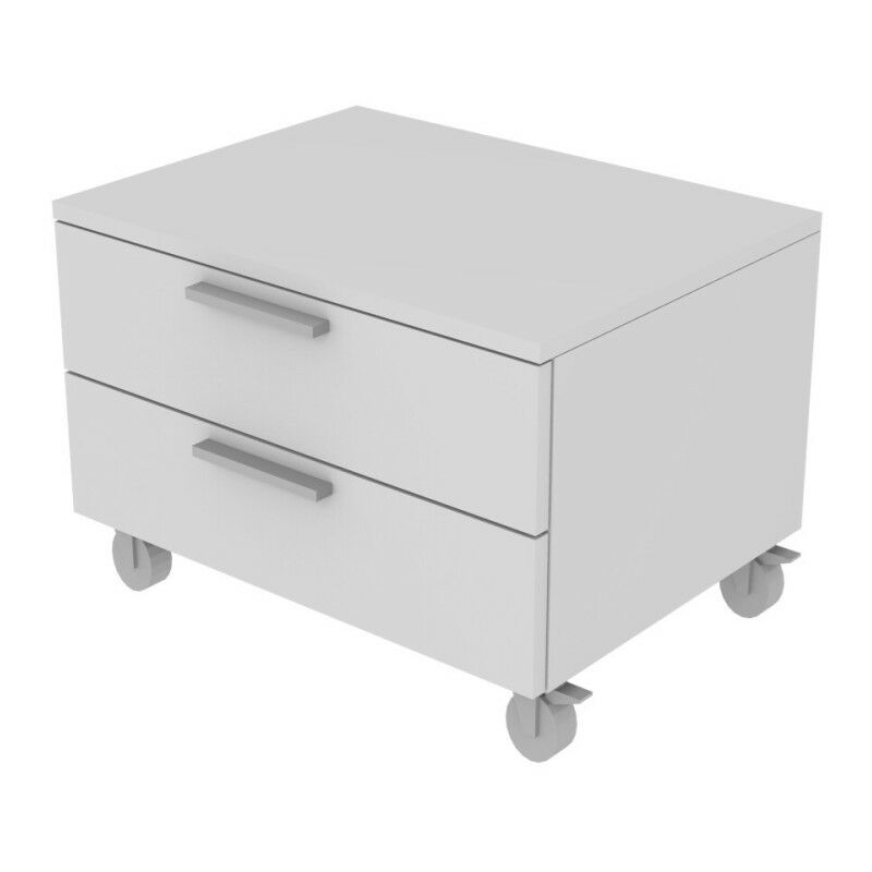 foto del prodotto cassettiera 2 cassetti design moderno, chiusura rallentata bianco
