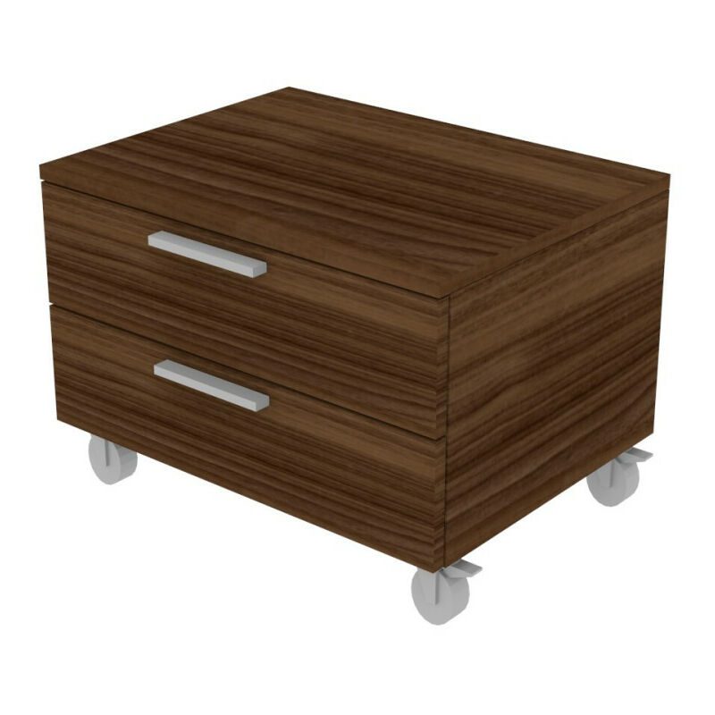 foto del prodotto cassettiera 2 cassetti design moderno, chiusura rallentata noce canaletto