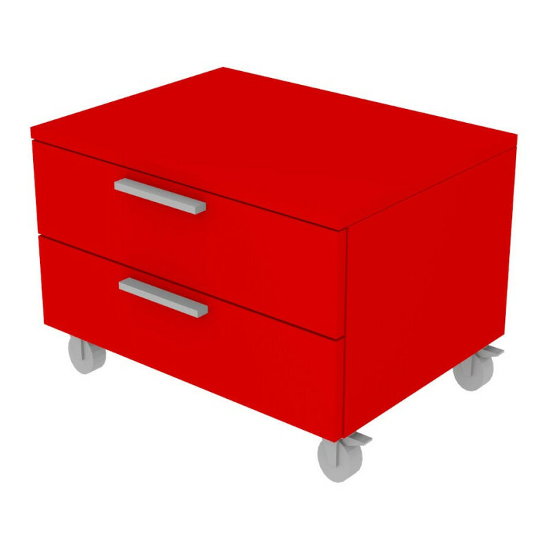foto del prodotto cassettiera 2 cassetti design moderno, chiusura rallentata rosso