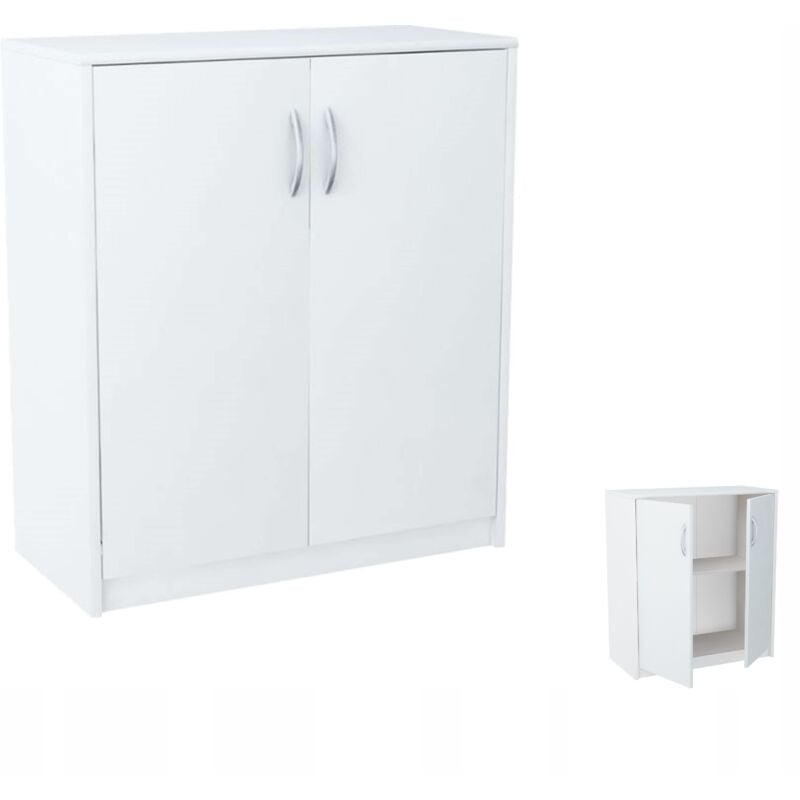 foto del prodotto cassettiera 2d bianco a due ante con ripiano