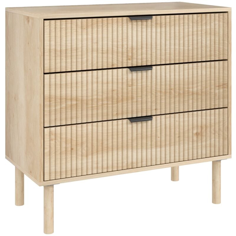 foto del prodotto cassettiera 3 cassetti 80x40x77,5 cm in stile nordico in legno rovere
