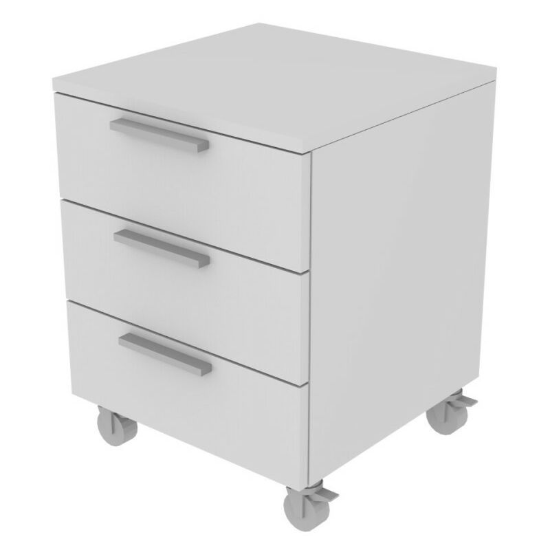 foto del prodotto cassettiera 3 cassetti design moderno, chiusura rallentata bianco