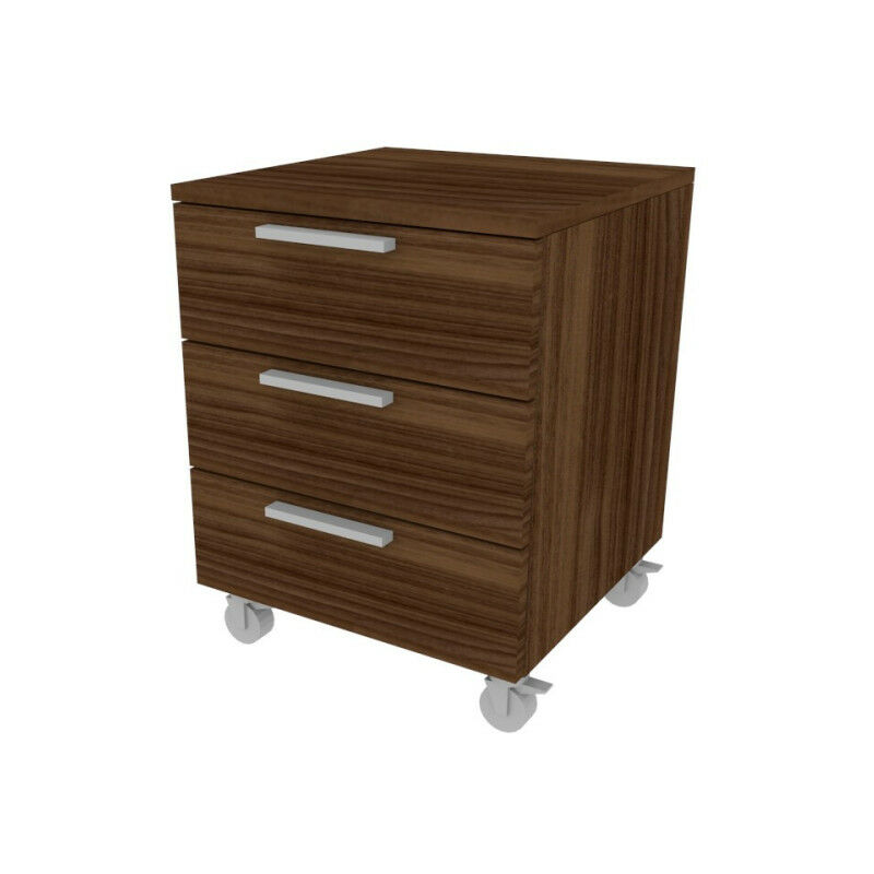 foto del prodotto cassettiera 3 cassetti design moderno, chiusura rallentata noce canaletto