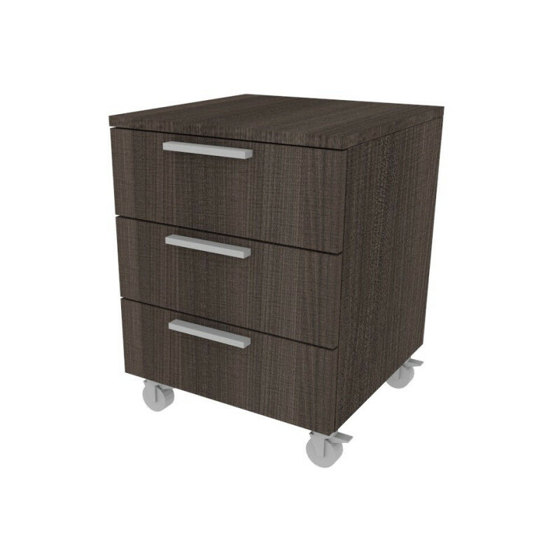 foto del prodotto cassettiera 3 cassetti design moderno, chiusura rallentata olmo jerez scuro