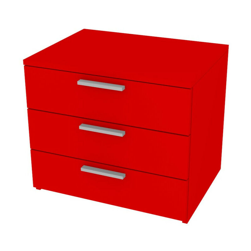 foto del prodotto cassettiera 3 cassetti design moderno, chiusura rallentata rosso
