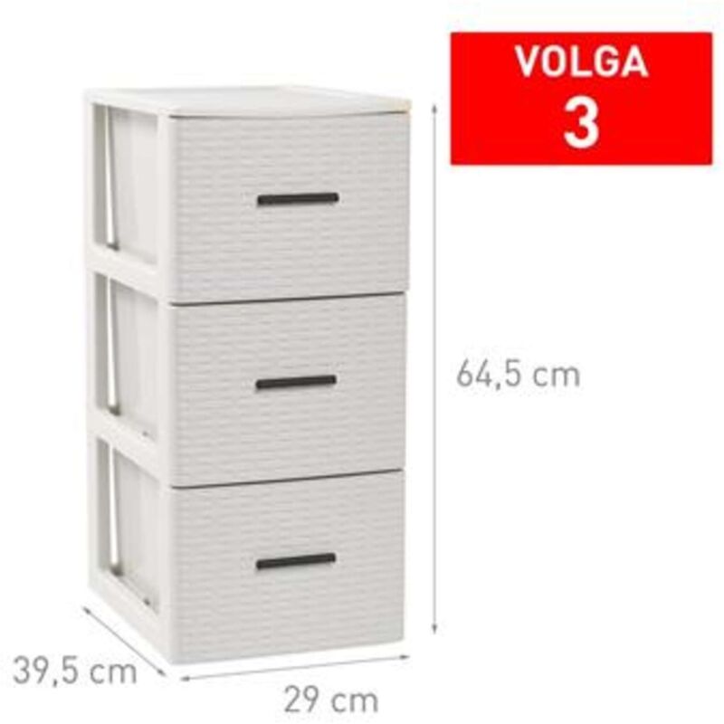 foto del prodotto cassettiera 3 cassetti rattan bianco 12830n4 64.5x39.5x29 cm