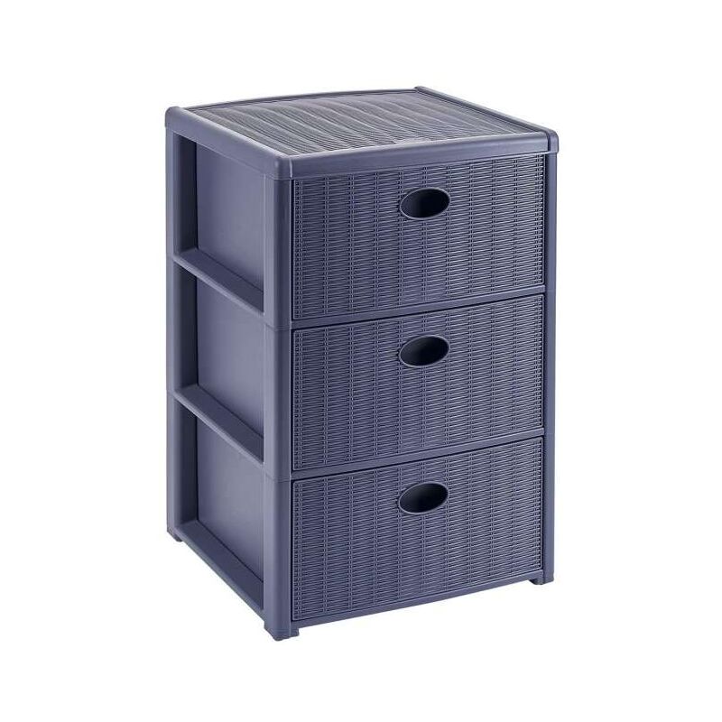foto del prodotto cassettiera 3 posti elegance blu navy 40x40 h 60 cm polipropilene super resistente fornita montata stefanplast