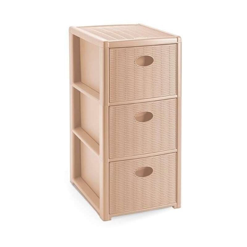 foto del prodotto cassettiera 3 posti elegance cashmere 30x40 h 60 cm polipropilene super resistente fornita montata 4 ruote stefanplast
