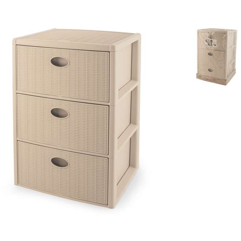 foto del prodotto cassettiera 3 posti elegance cashmere 40x40 h60 cm polipropilene super resistente fornita montata 4 ruote stefanplast