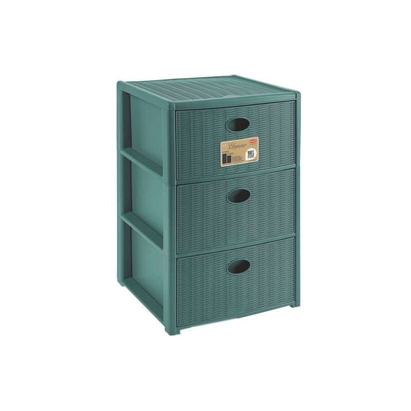 foto del prodotto cassettiera 3 posti elegance green 40x40 h 60 cm polipropilene riciclato super resistente fornita montata stefanplast