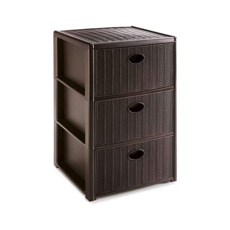 foto del prodotto cassettiera 3 posti elegance moka 40x40 h60 cm polipropilene super resistente fornita montata stefanplast