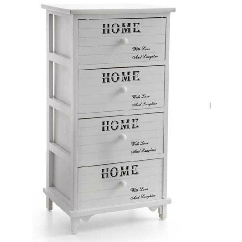 foto del prodotto cassettiera 4 cassetti 78x40x31cm comodino home bianco legno shabby multiuso trade shop traesio