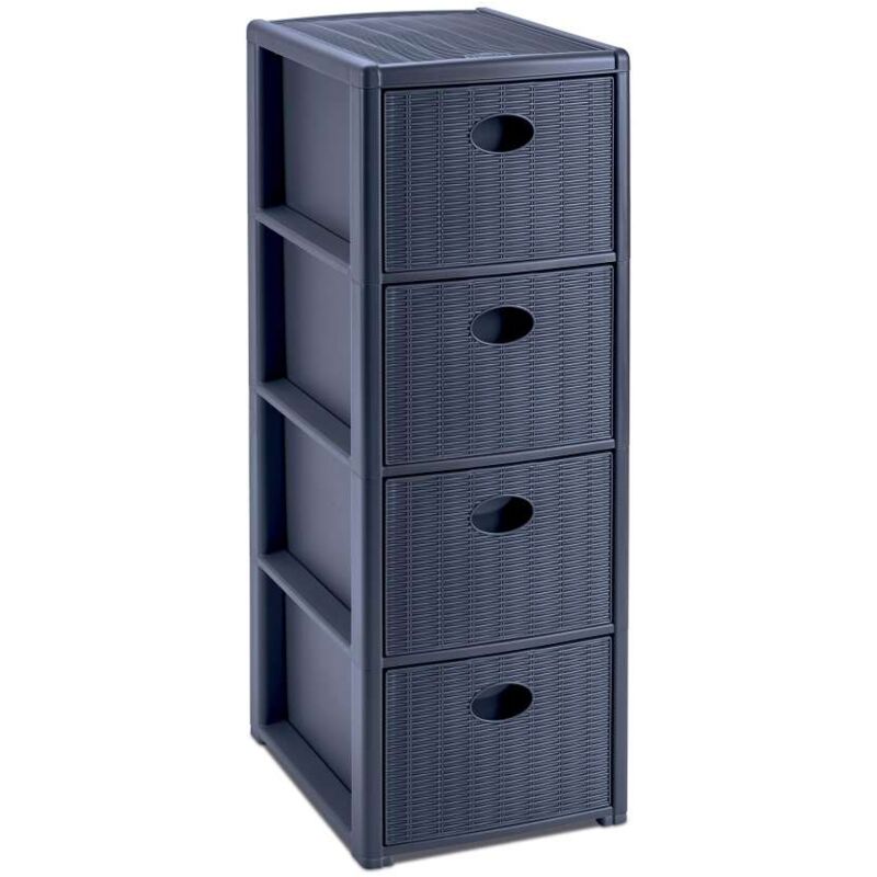 foto del prodotto cassettiera 4 posti elegance blu navy 30x40 h80 cm polipropilene super resistente fornita montata stefanplast