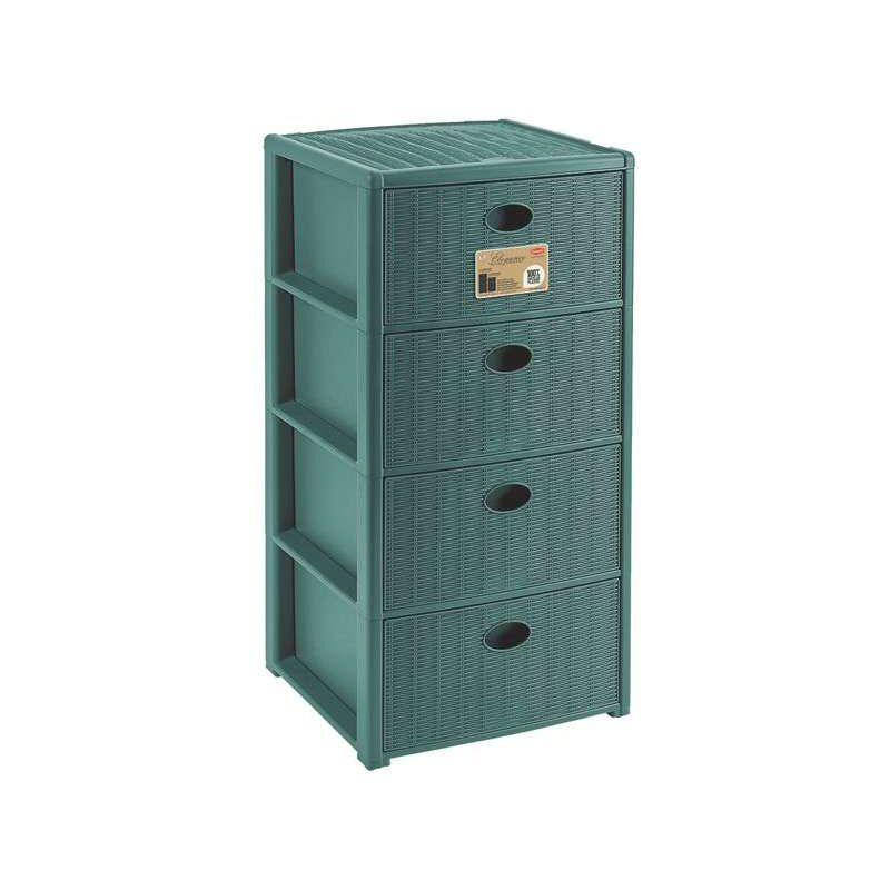 foto del prodotto cassettiera 4 posti elegance green 40x40 h80 cm polipropilene riciclato super resistente fornita montata stefanplast