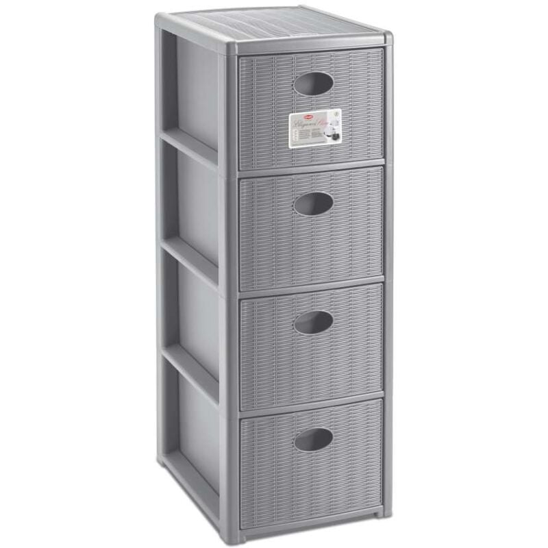 immagine 0 del prodotto cassettiera 4 posti elegance grigia 30x40 h80 cm polipropilene super resistente fornita montata stefanplast