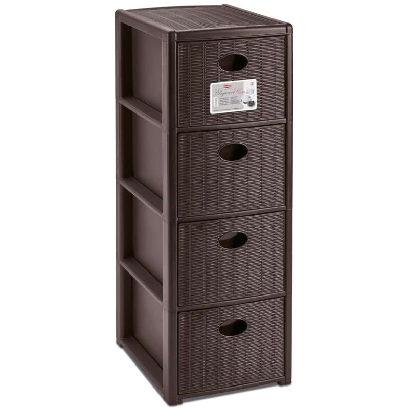 foto del prodotto cassettiera 4 posti elegance moka 30x40 h80 cm polipropilene super resistente fornita montata stefanplast