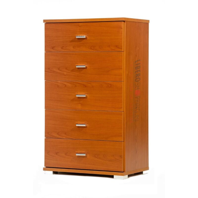 foto del prodotto cassettiera 5 cassetti in legno 53x91h cm ciliegio