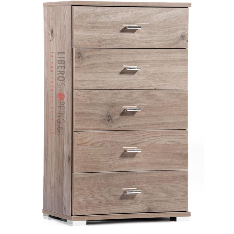foto del prodotto cassettiera 5 cassetti in legno 53x91h cm larice grigio