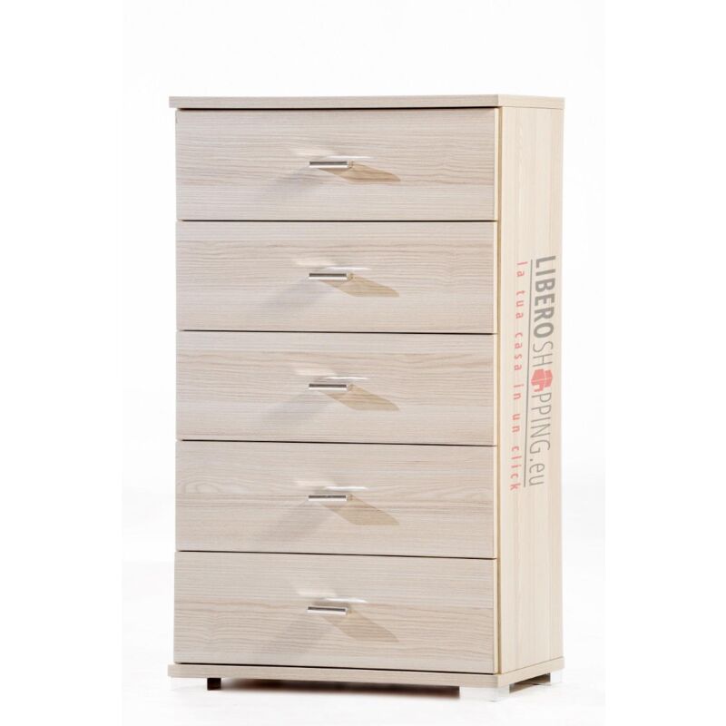 foto del prodotto cassettiera 5 cassetti in legno 53x91h cm rovere