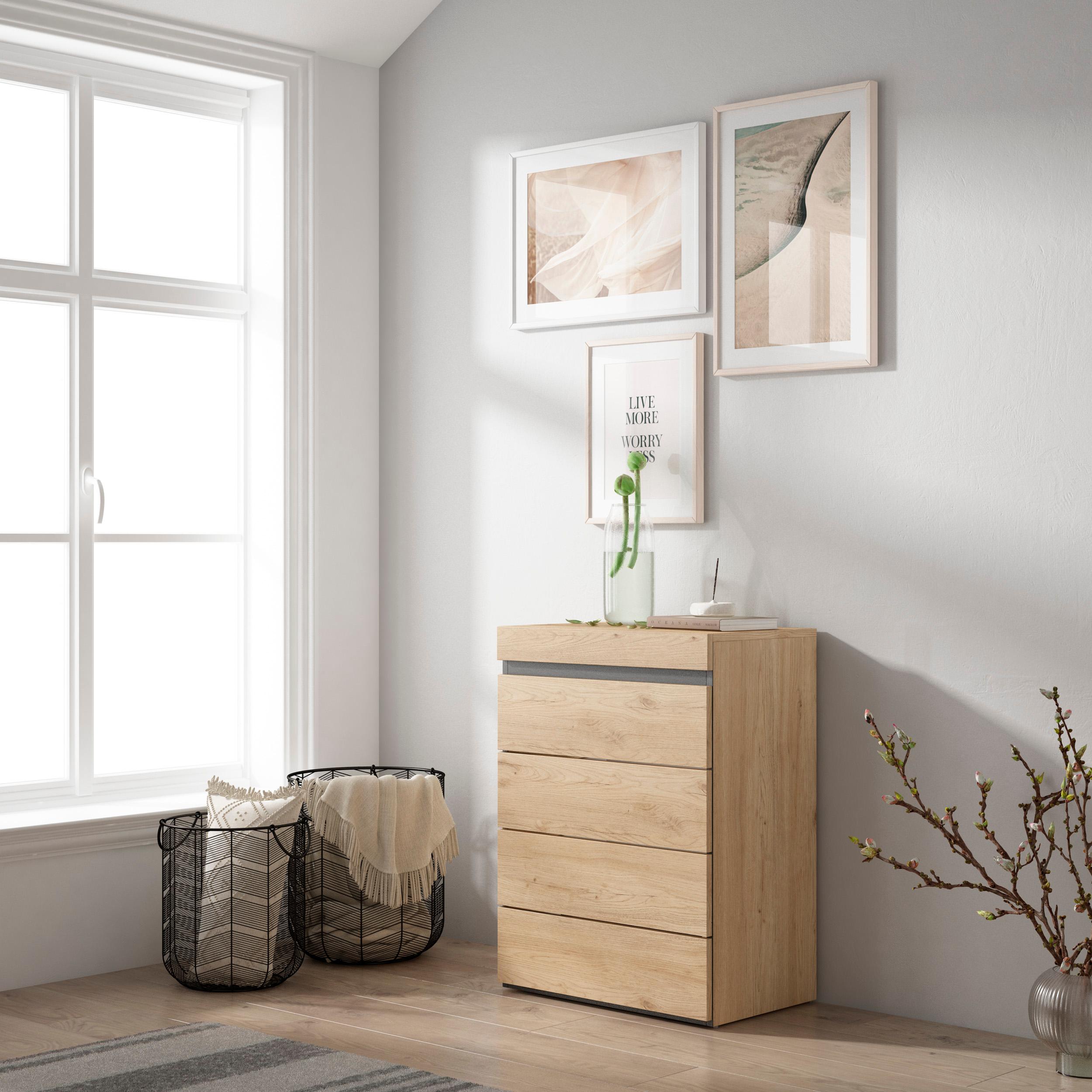foto del prodotto cassettiera, 57x35x75cm, camera da letto, con stoccaggio, colore rovere rf3432