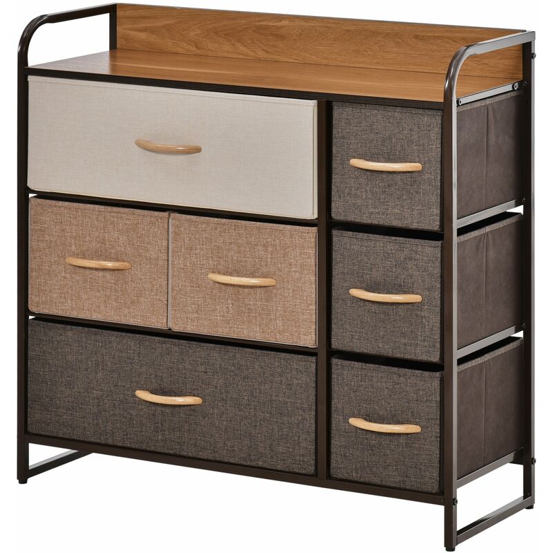 foto del prodotto cassettiera 7 cassetti in tessuto 80x29x78.5cm in legno multicolore