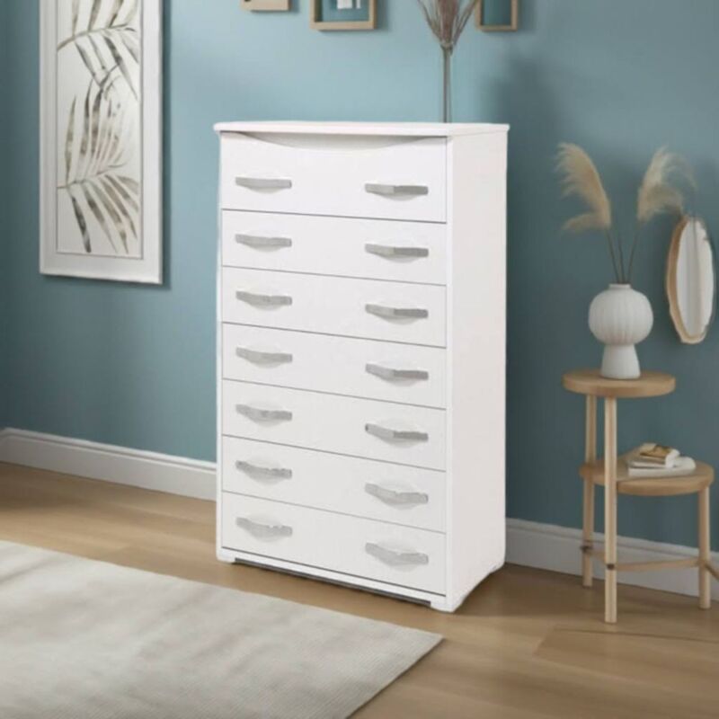 foto del prodotto cassettiera 7 cassetti settimino maxi colore bianco frassinato