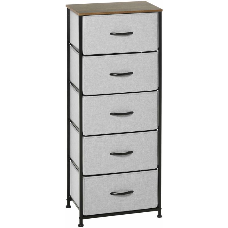 foto del prodotto cassettiera 8 cassetti 45x30x116 cm in legno e acciaio marrone grigio e nero