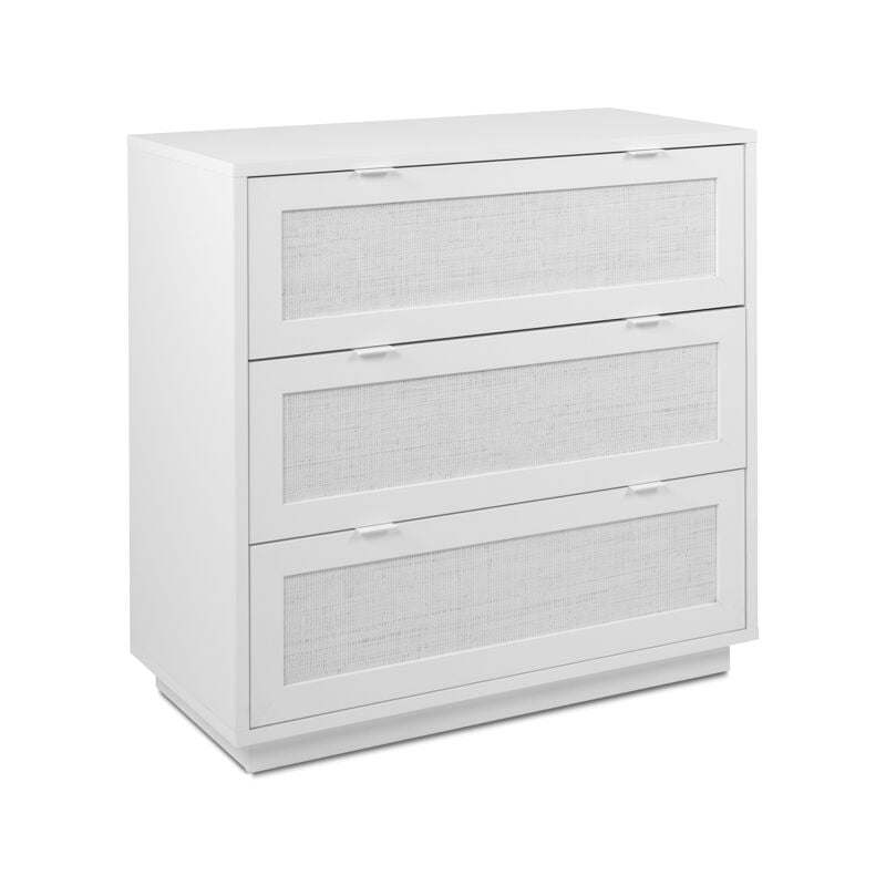 foto del prodotto cassettiera 80 cm bianco opaco effetto vimini con tre cassetti sulmona