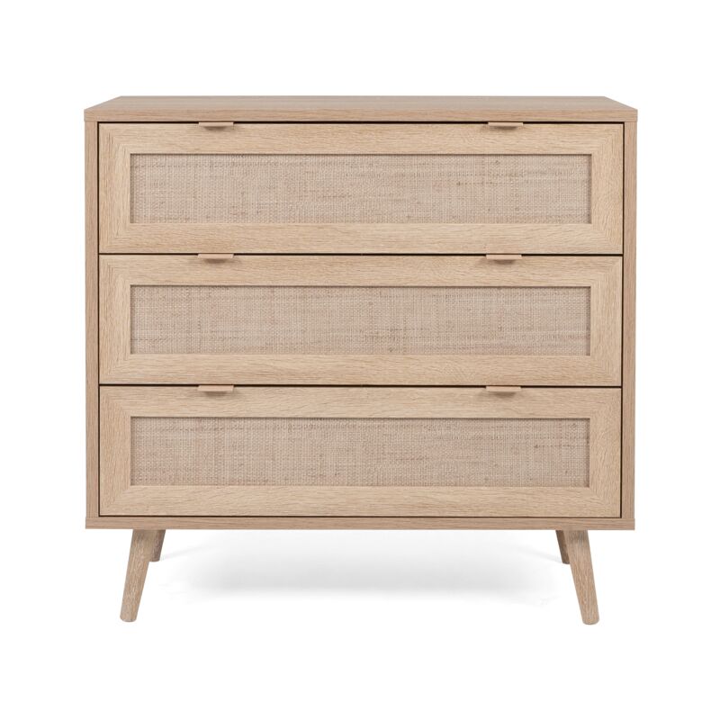 foto del prodotto cassettiera 80 x 40 cm rovere chiaro con tre cassetti agrigento