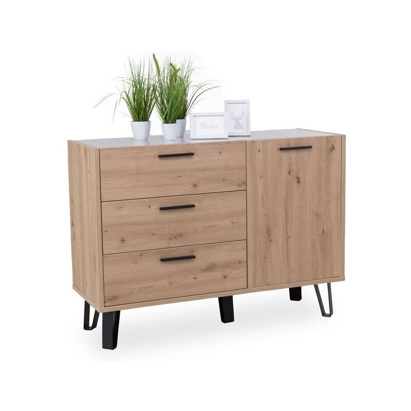 foto del prodotto cassettiera 87 cm rovere e grigio laccato vignola