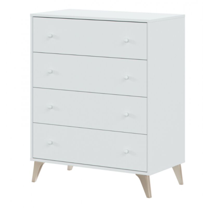 foto del prodotto cassettiera 95 cm bianco opaco con 4 cassetti pineto