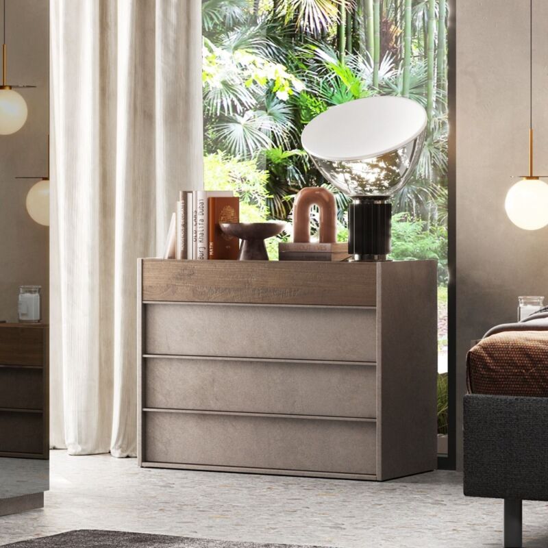foto del prodotto cassettiera a 4 cassetti mike linea ch rie in finitura bronzo e rovere mercure