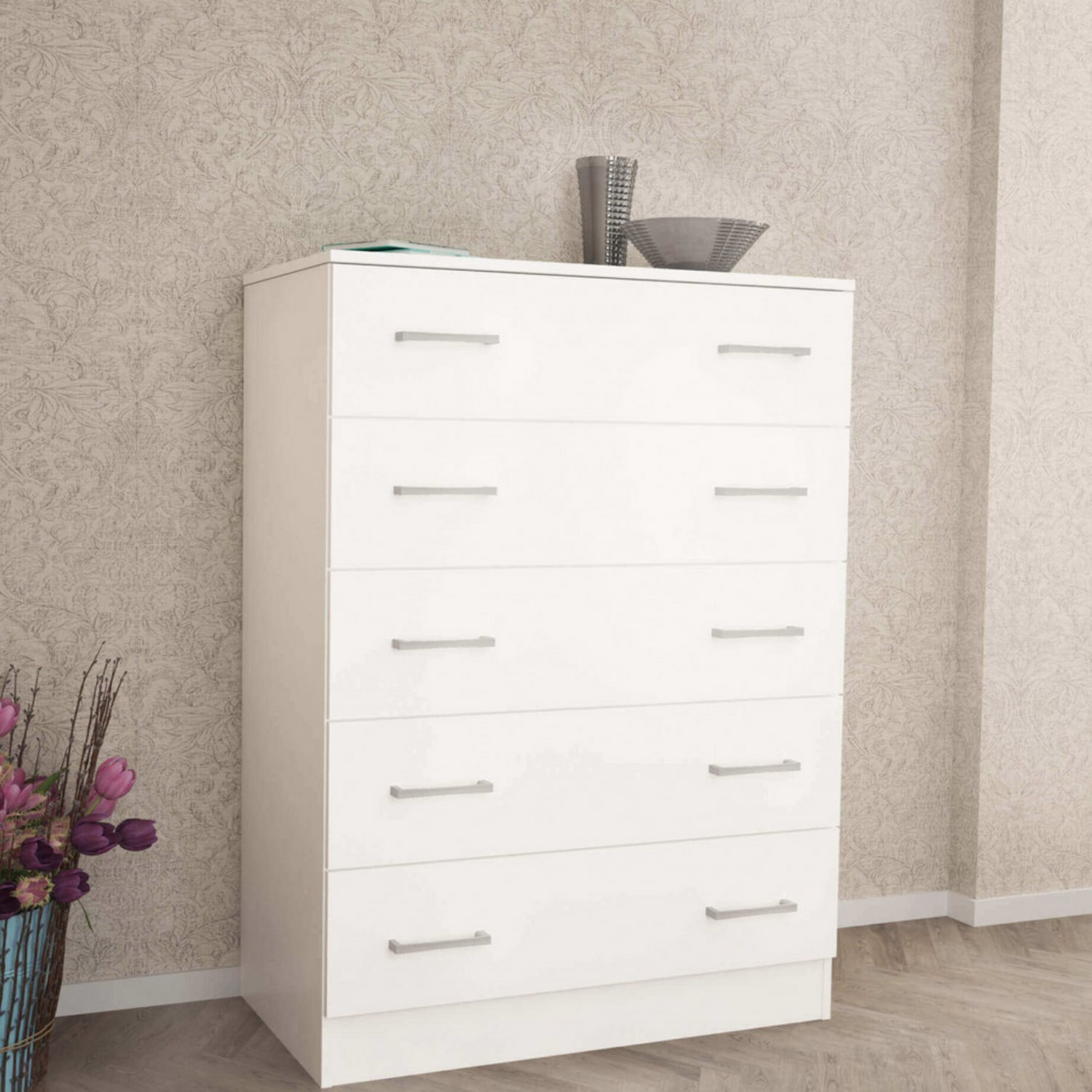 foto del prodotto cassettiera a cassetti 80x45x109h cm di colore bianco mod. island