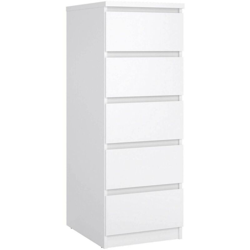 immagine 0 del prodotto cassettiera a cinque cassetti, colore bianco lucido, cm 40 x 111 x 50, con imballo rinforzato dmora