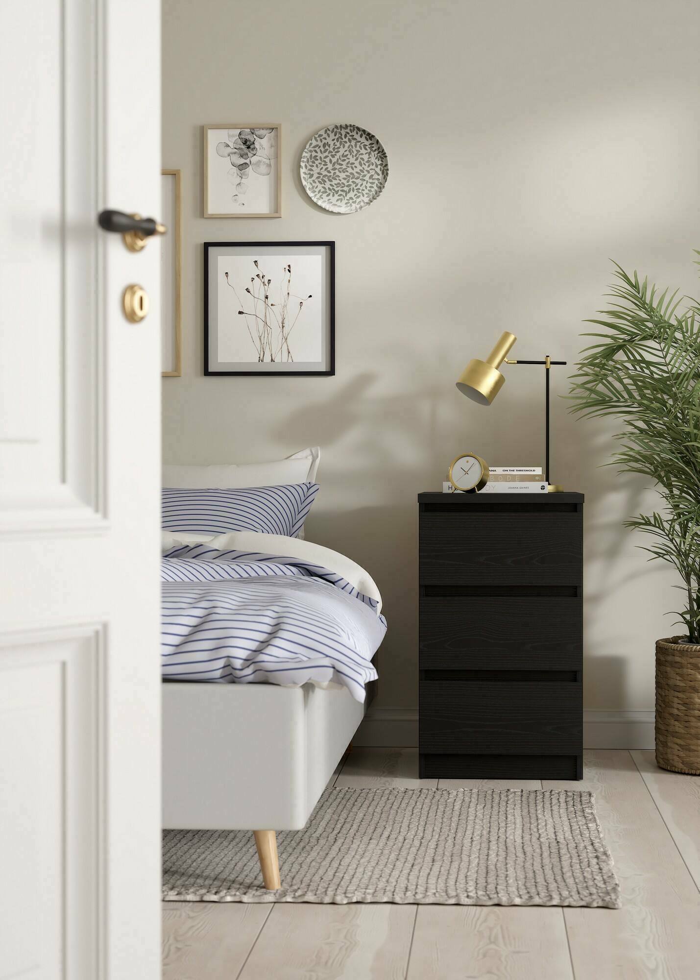 foto del prodotto cassettiera accudino, settimino multiuso, com camera da letto, mobile con cassetti, 50x40 h70 cm, nero