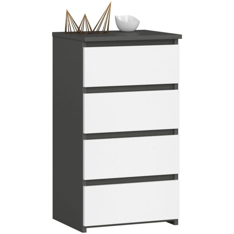 foto del prodotto cassettiera akord cl4 cassettiera grigia grafite 40 cm 4 cassetti inserto frontale bianco 40x35x74 cm