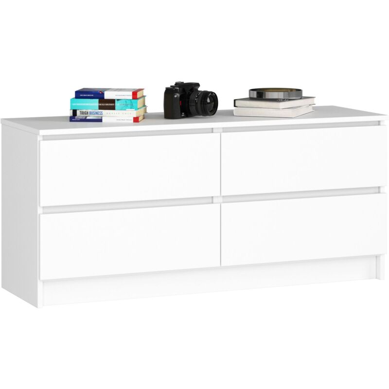 foto del prodotto cassettiera akord k120 bianca 120 cm 4 cassetti 120x40x55 cm