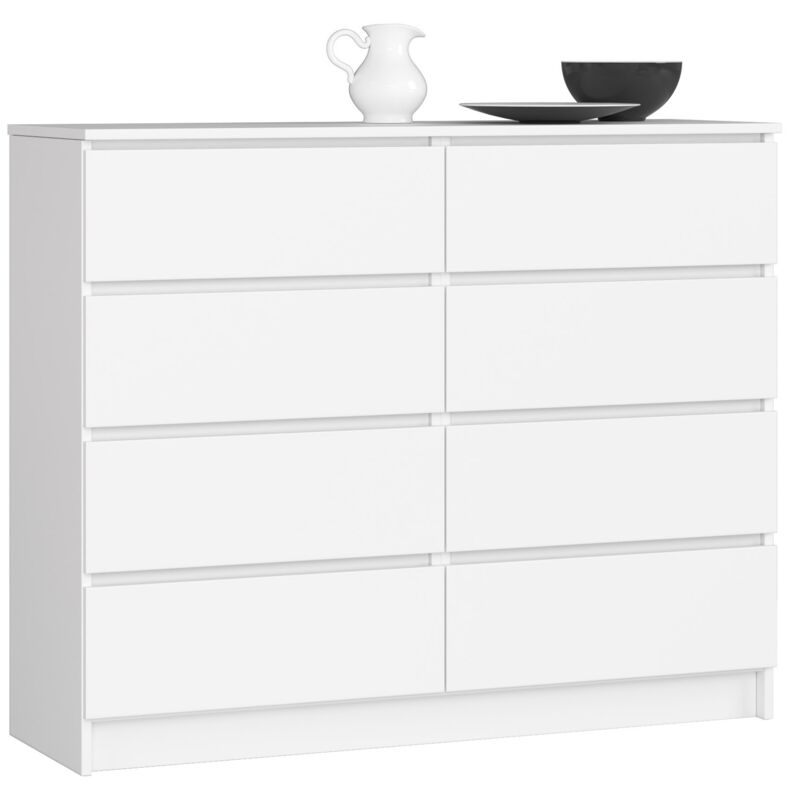 foto del prodotto cassettiera akord k120 bianca 120 cm 8 cassetti 120x40x99 cm