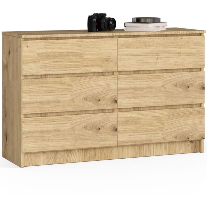 foto del prodotto cassettiera akord k120 quercia artisan 120 cm 6 cassetti 120x40x77 cm