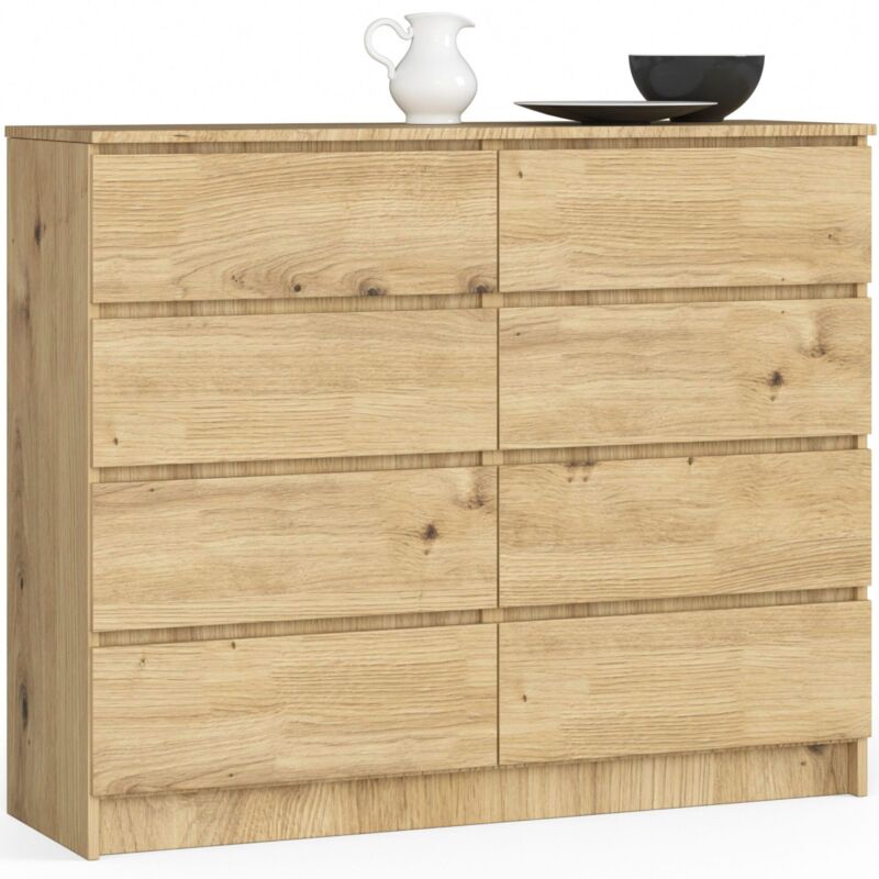 foto del prodotto cassettiera akord k120 quercia artisan 120 cm 8 cassetti 120x40x99 cm