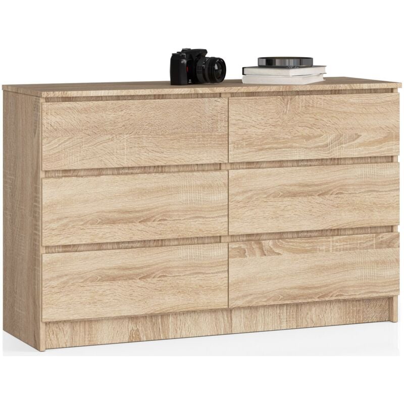 foto del prodotto cassettiera akord k120 sonoma quercia 120 cm 6 cassetti 120x40x77 cm